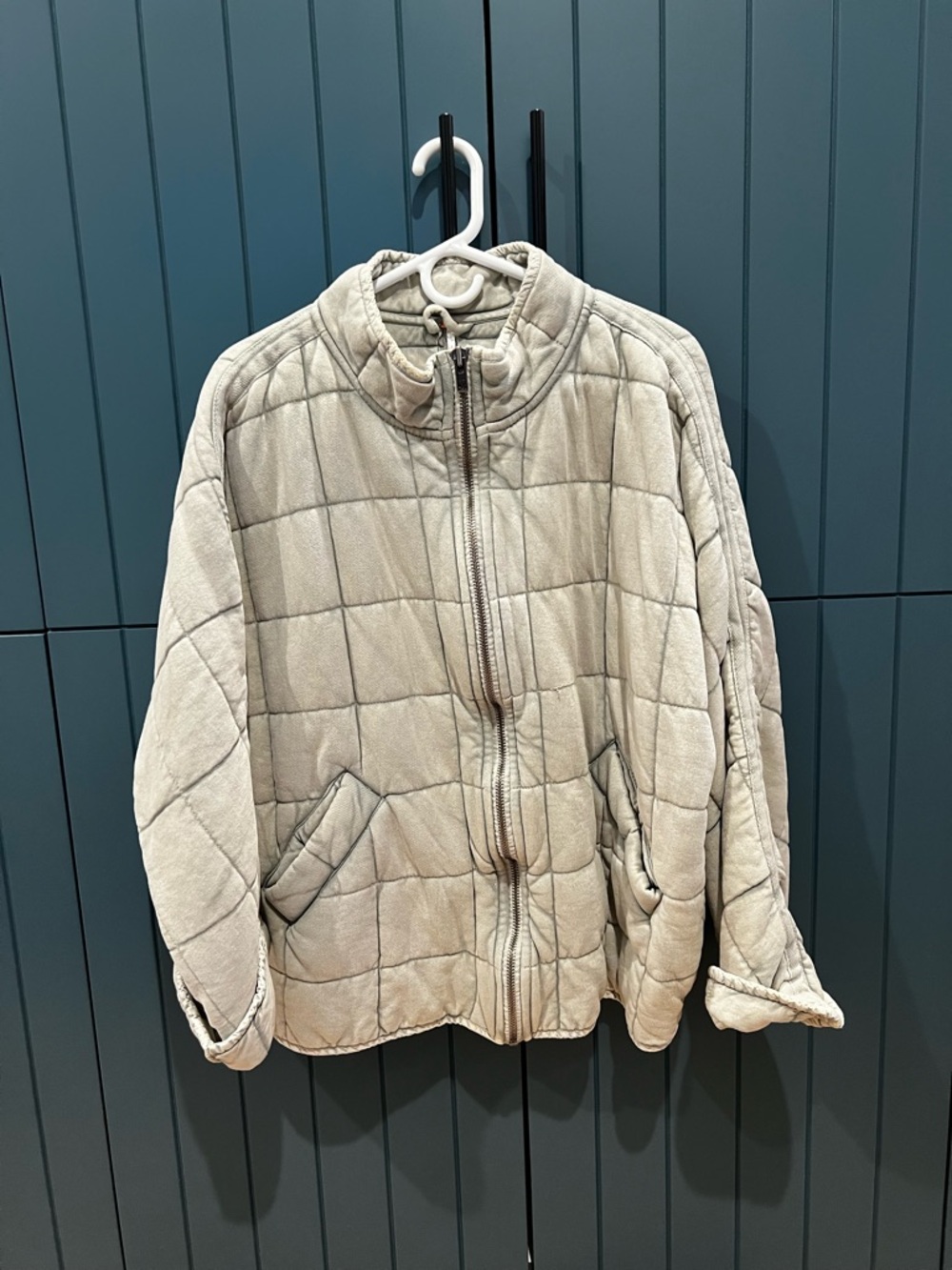 Free People Dolman Quilted Jacket Washed Light Blue